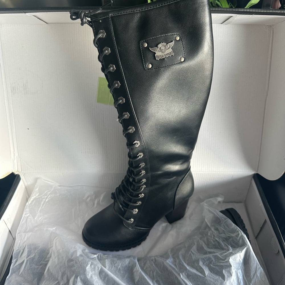Black Leather Knee-High Boots